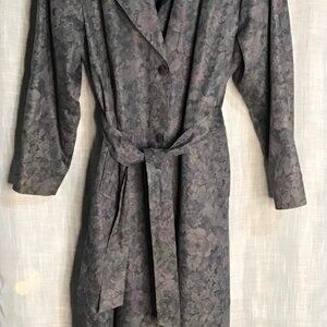Vtg London Fog Trench Coat Paisley Floral Lined Duster Size 14P Classic Preppy